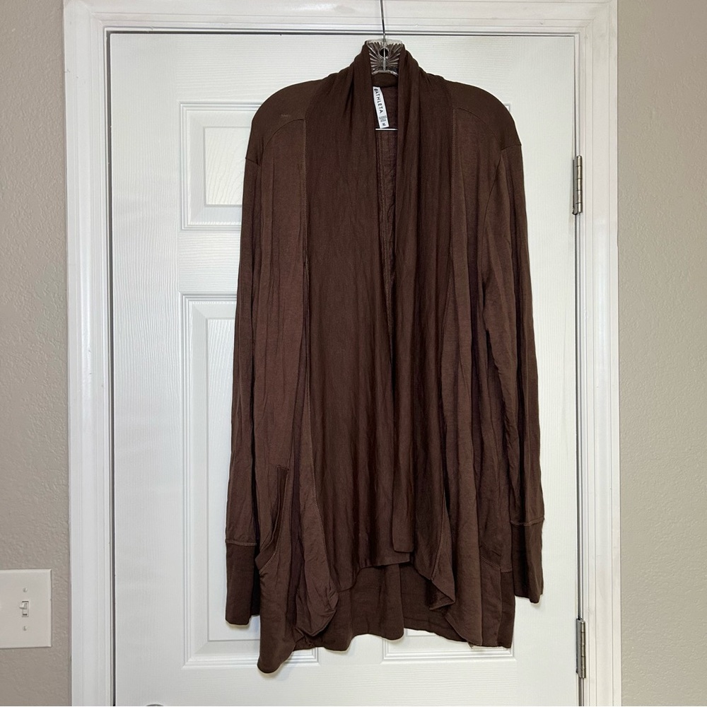 Athleta Brown Knit Open Front Cardigan Women’s XL minimal basic fall cozy career